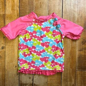 Absorba rashguard size 4T Multi Color Hearts Swim Top summer vacation